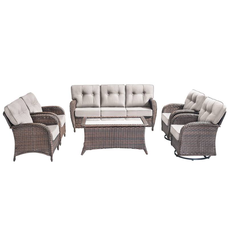 6 Pieces Pocassy Sofa Chairs Table with Swivel Chairs