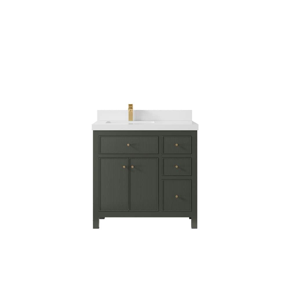 Willow Collections 36 in W x 22 in D Sonoma Left Offset Free Standing Reeded Bathroom Vanity with Countertop