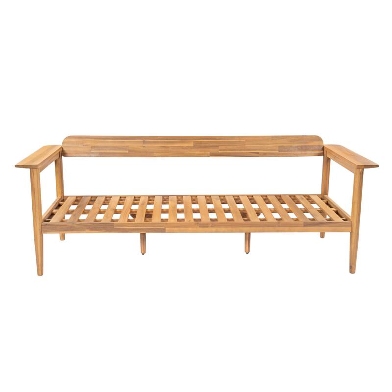 Christopher Knight Home - Terassi Outdoor Acacia Wood 3-Seater Sofa with Wide Armrest & Backrest Support Cushion - 76.25"W