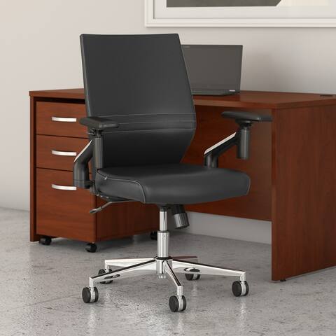 Cabot Mid Back Leather Office Chair by Bush Furniture