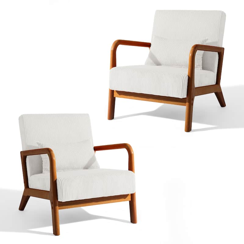 Set of 2 Mid-Century Upholstered Accent Chair with Cushion