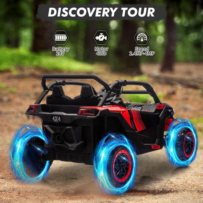 24V Kids Ride On Utv,2-Seater 4WD Off Road Electric Vehicle with Remote Control