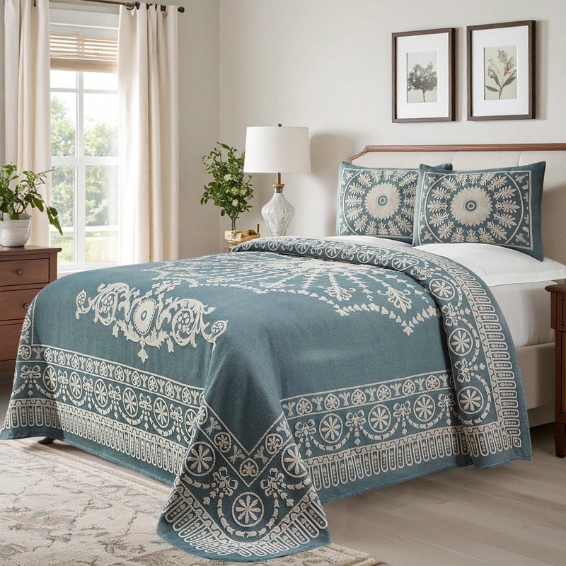 Superior Cotton Blend Oversized Classic Medallion Bedspread Set
