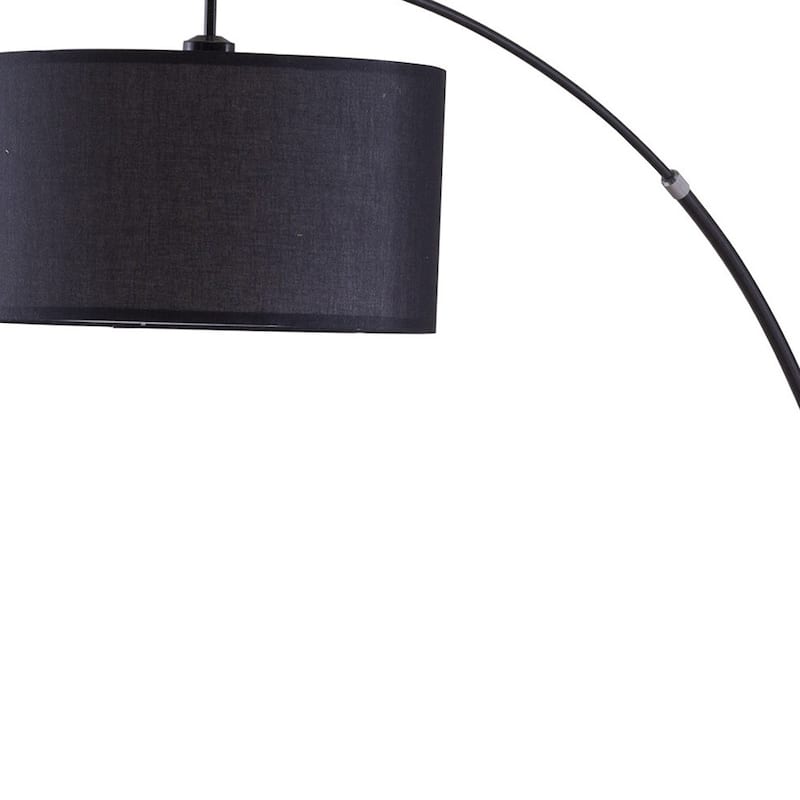 HomeRoots 86" Black Metal Arc Floor Lamp With Black Fabric Drum Shade - 16