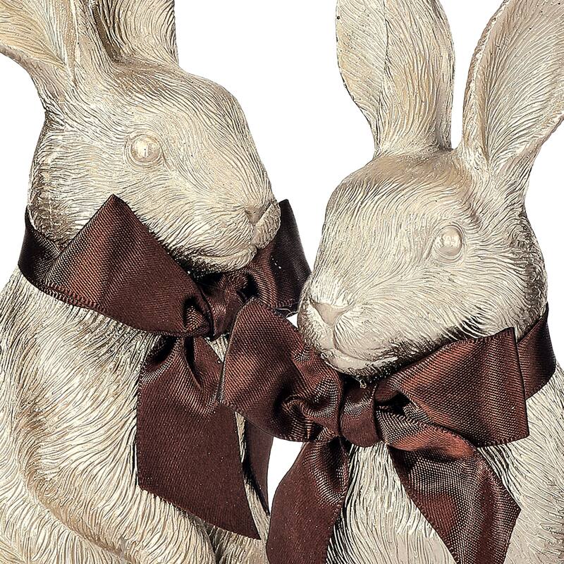 6" Resin Golden Bunny Set of 2