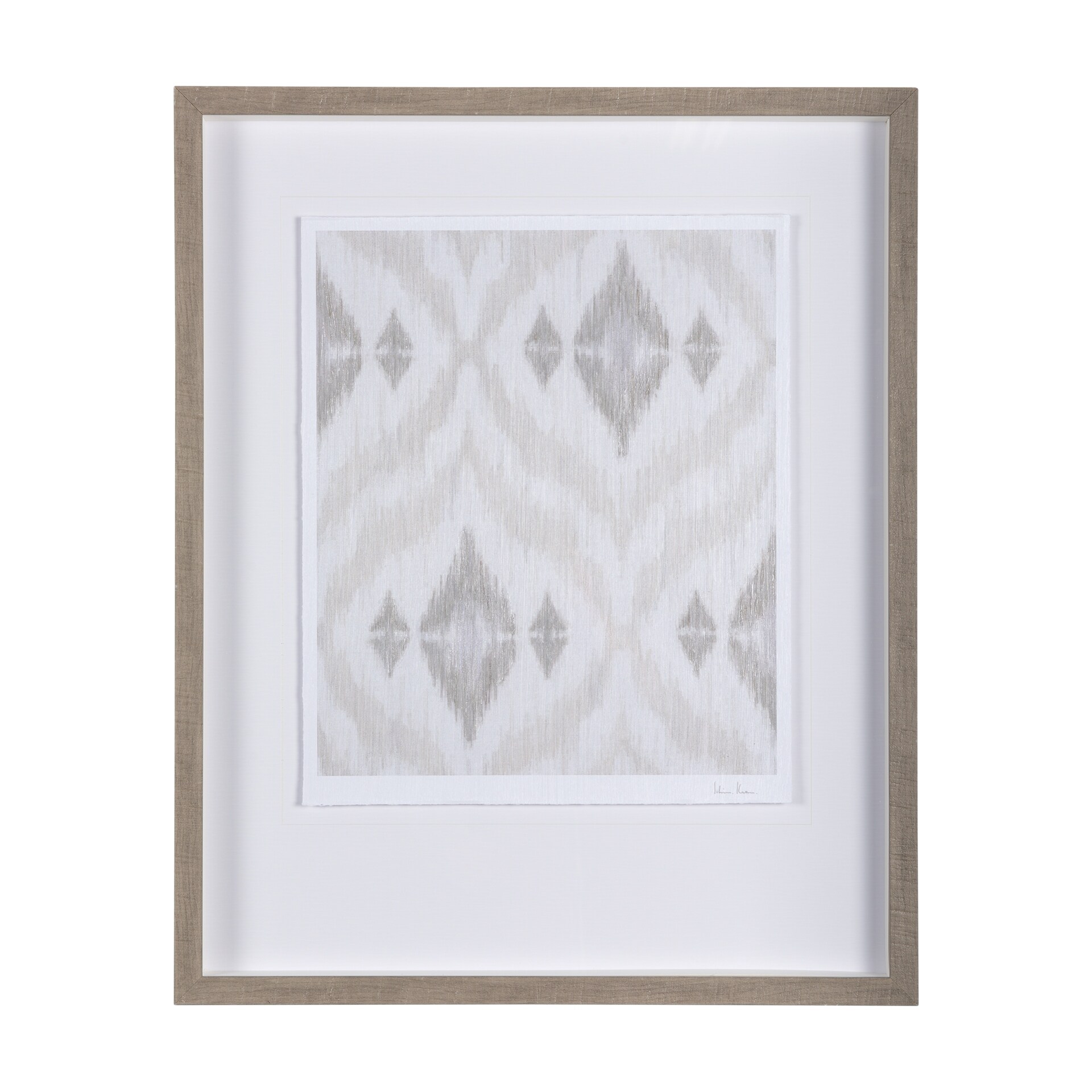 Ikat Patterns VI by Silvia Krause a Hand Embellished Textured Framed Art Print Matted under Glass
