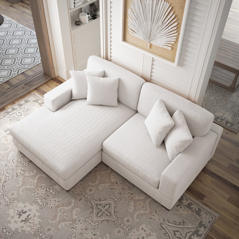 Corduroy Modular Couch Sectional Chaise Lounge Sofa