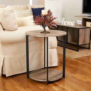 Household Essentials Side End Table with Storage Shelf