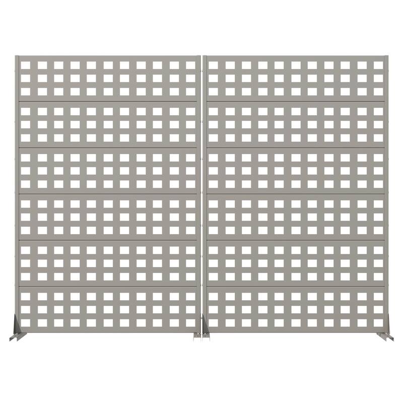 Outdoor Rectangle Privacy Screens Metal Screen Fence Panel Set of 2