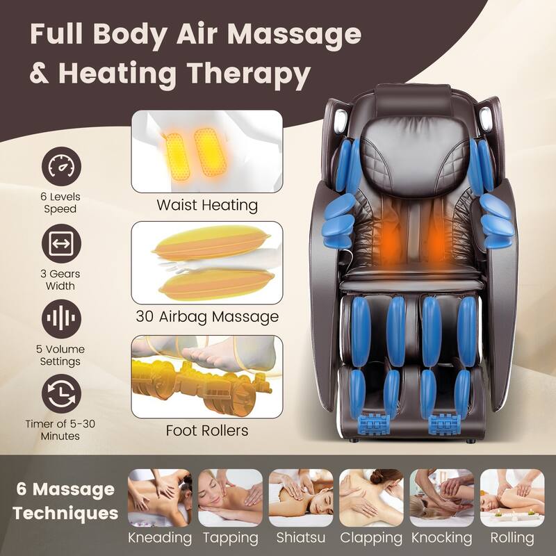 Comfort Full Body Massage Chair with Voice Control Heat Foot Roller