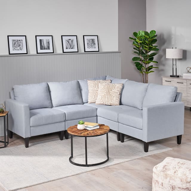 Zahra Modern Fabric 5-piece Sofa Sectional by Christopher Knight Home - Light grey