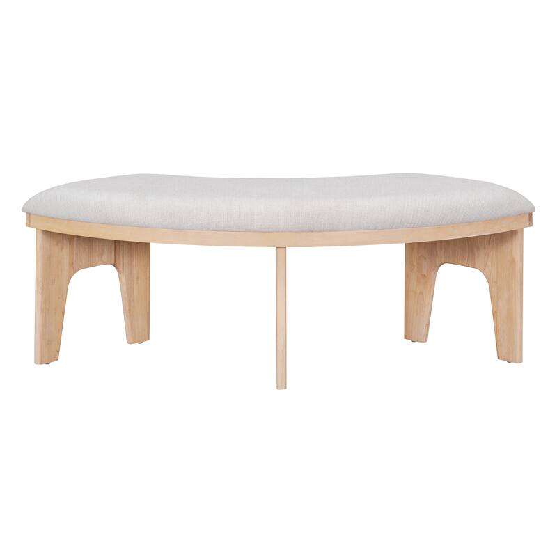 Roomfitters Round Pedestal Dining Table Set, 3 Upholstered Chairs, Curved Bench, 5-Piece Kitchen Furniture