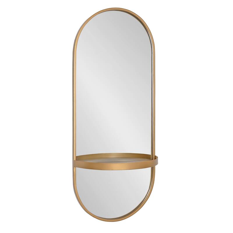 Kate and Laurel Estero Metal Oval Wall Mirror with Shelf