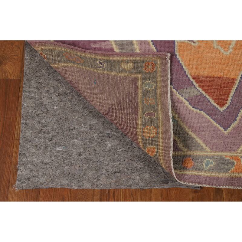 Hand Knotted Oriental 100% Wool Carpet Transitional Geometric Purples Oushak Area Rug - 6' 11'' X 4' 0''