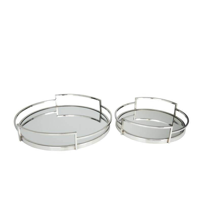 Stainless Steel Metal Mirrored Tray (Set of 2) - Silver or Gold