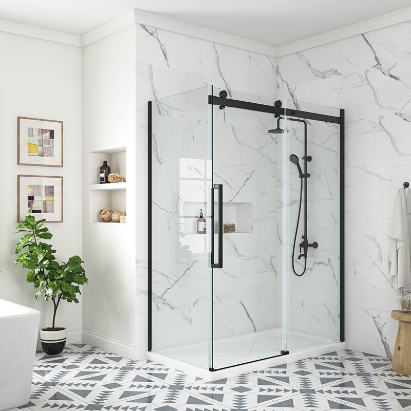 Bel Soft Close 3-Piece Base/Door Rectangular Corner Shower Kit (Left or Right Drain)