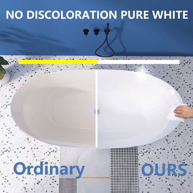 63 in. x 31 in. Acrylic Freestanding Soaking Bathtub in Gloss White - 31" x 63"