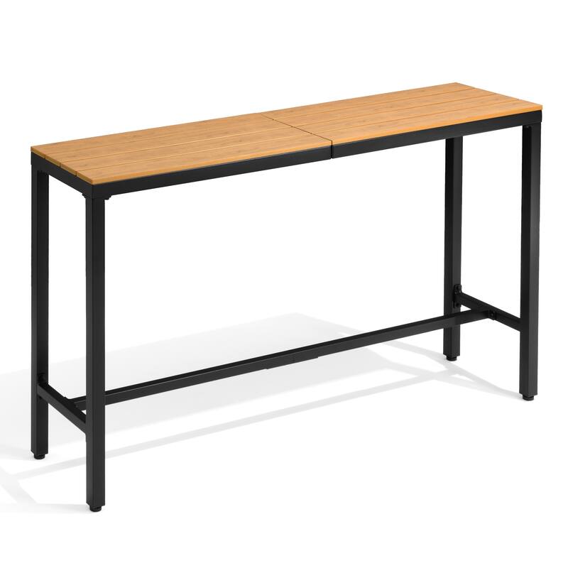 VredHom Outdoor Bar Table Rectangular Pub Table - Brown-63 inches