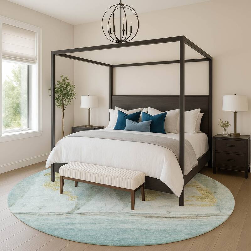 Premium Washable Super Soft Modern Sailboat Mayfield Rug - Teal - 8' x 8'