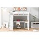 preview thumbnail 4 of 32, Full Size Loft Bed with Desk, Storage Shelves and 2 Sliding Doors, Multifunctional Kids Bed Frame with Ladder and Guardrail