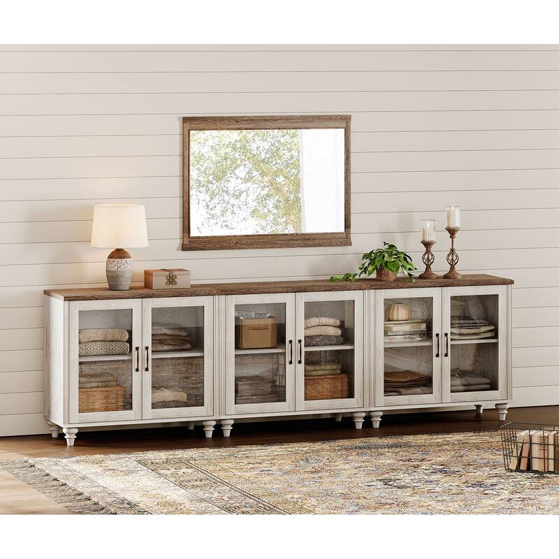 Kitchen Sideboard Buffet Cabinet, Glass Display Cabinet with Storage