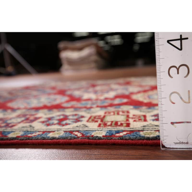 Red Traditional Kazak Oriental Runner Rug Hand-Knotted Wool Carpet - 2'7" x 16'2"