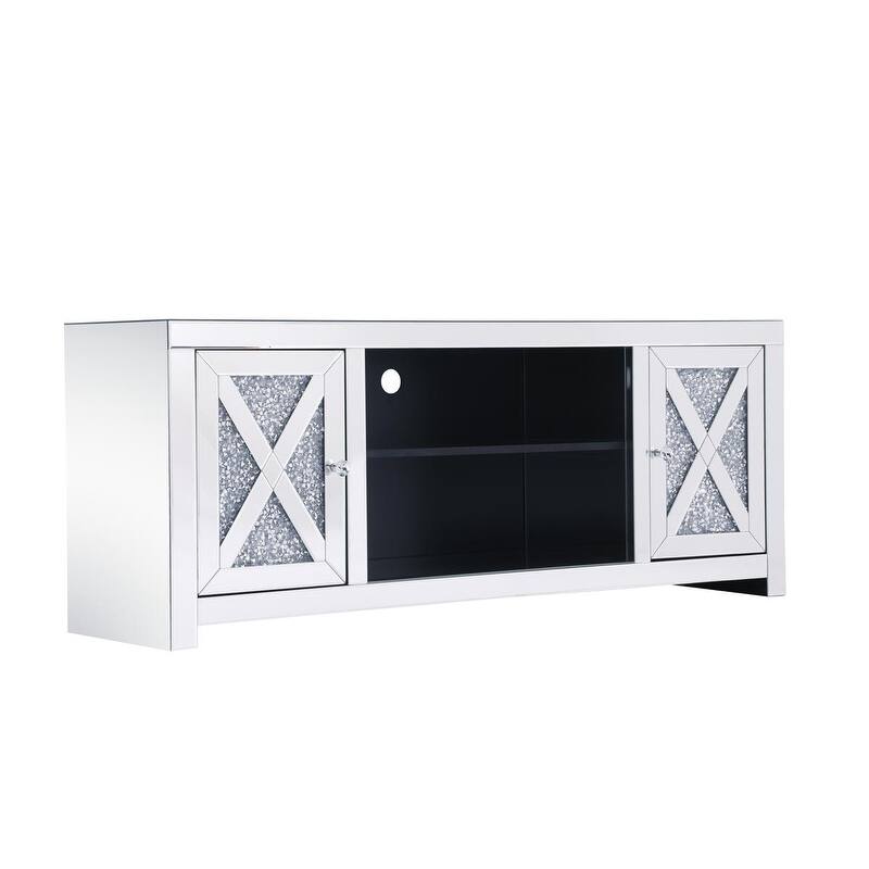 59 in. Mirrored TV stand with Crystals