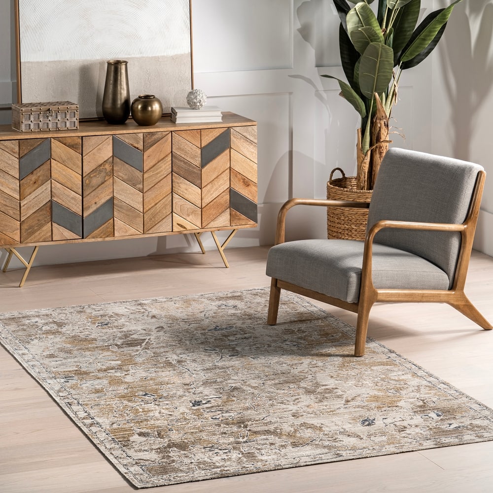 Nuloom Zenni Vintage Floral Indoor/Outdoor Machine Washable Area Rug