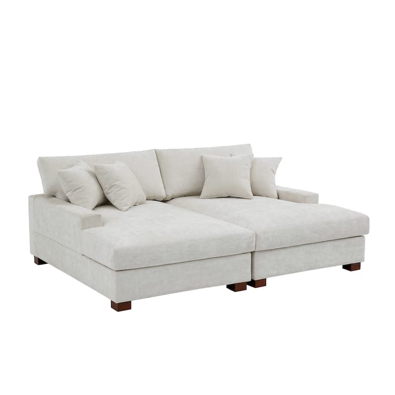 Modern Upholstered Chenille Modular Sectional Sofa with 2 Chaise