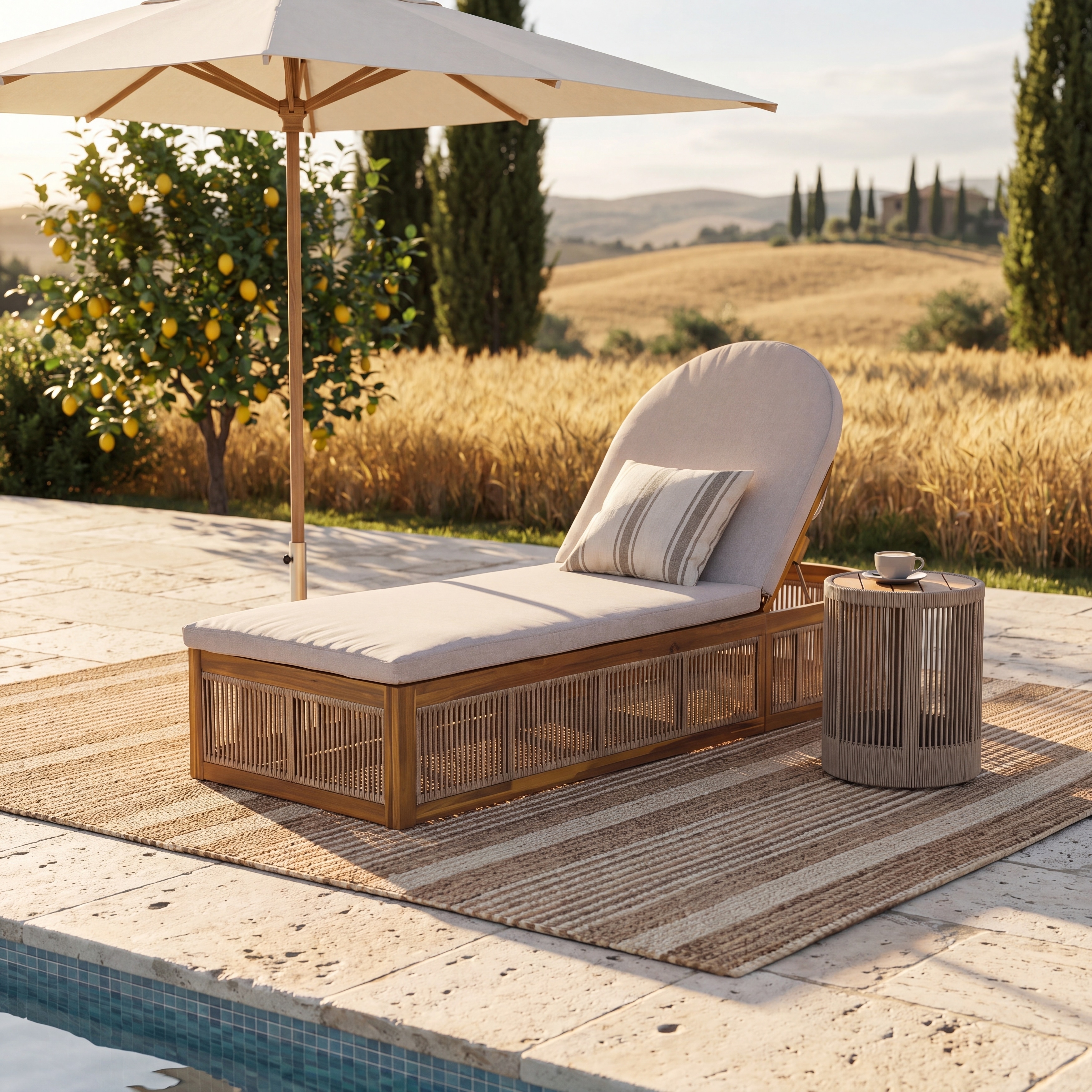 Christopher Knight Home - Outdoor Acacia Wood Chaise Lounge Frame with Adjustable Backrest and Wicker Accents