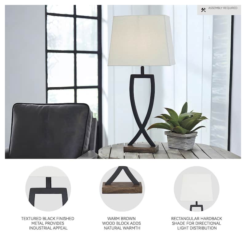 Makara Metal Black/Brown 29 Inch Table Lamp - Set of 2 - 13.13" W x 9.13" D x 28.75" H