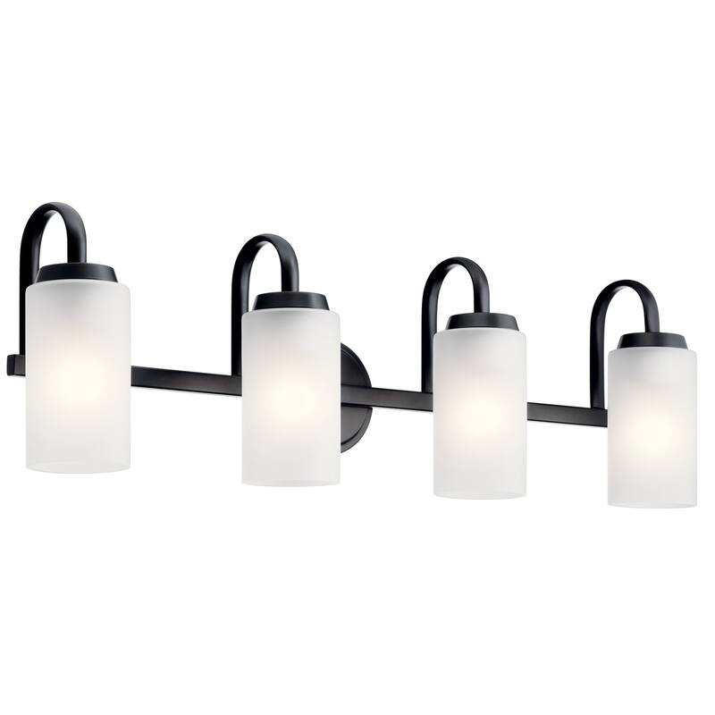 Kichler Lighting Kennewick 4-Light Vanity Light Black with Etched Glass