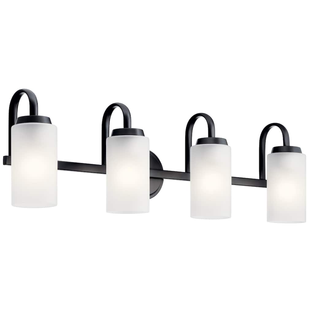 Kichler Lighting Kennewick 4-Light Vanity Light Black with Etched Glass
