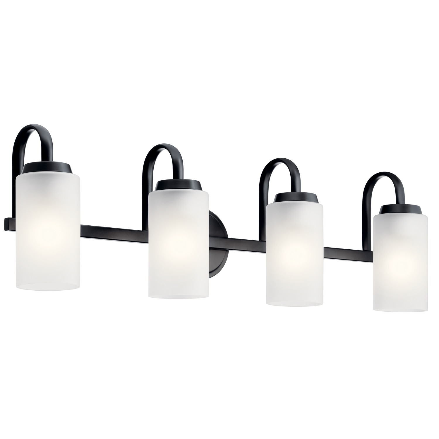 Kichler Lighting Kennewick 4-Light Vanity Light Black with Etched Glass