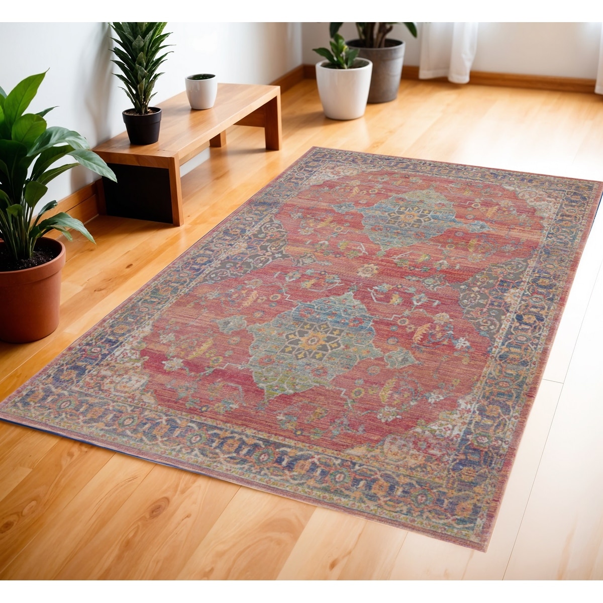 Fenic Power Loomed Distressed Floral Traditional Non Skid Area Rug By HomeRoots - 72' X '48' X '0.5