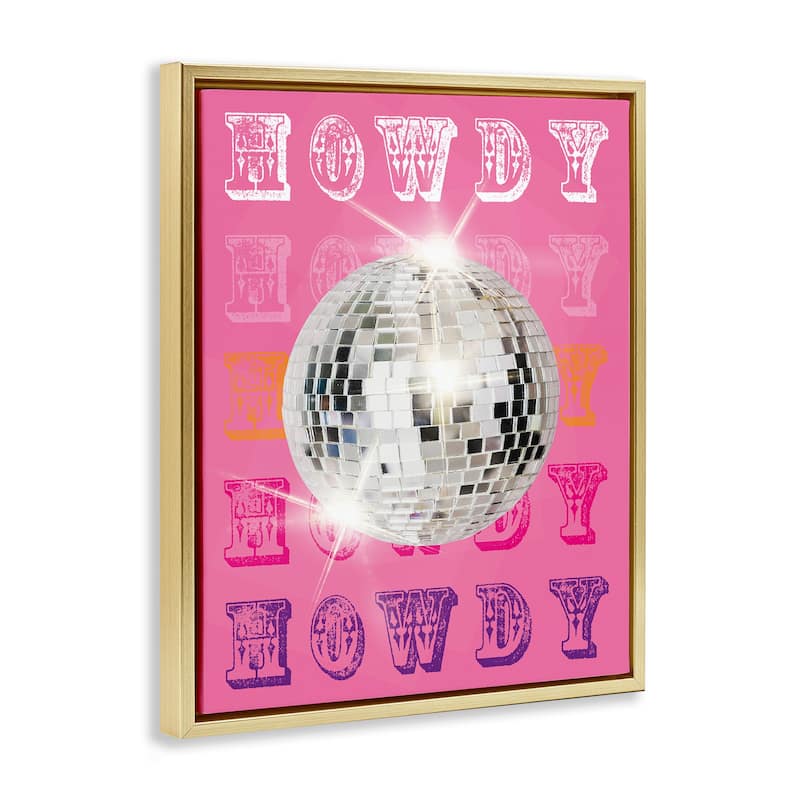 Stupell Howdy Retro Disco Ball Framed Floater Canvas Wall Art Design By Susan Arnot