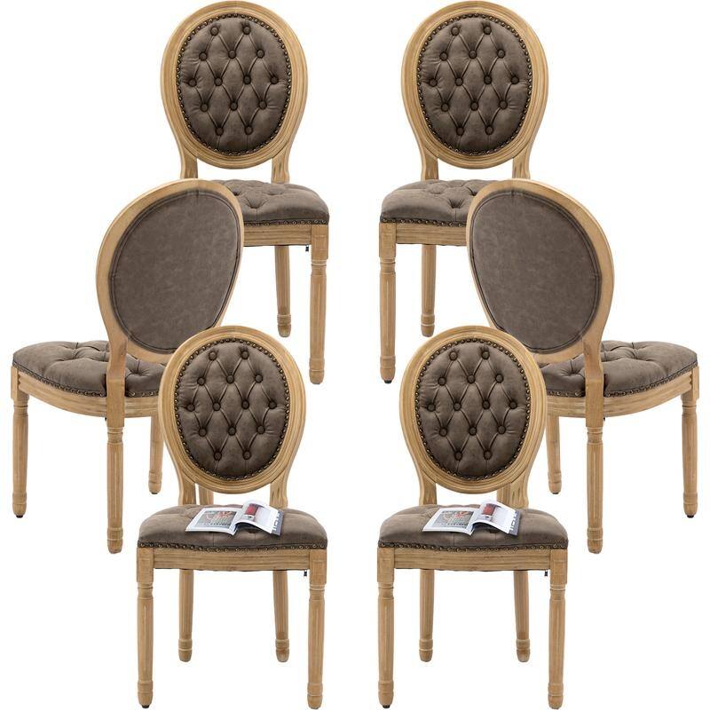 French Style Solid Wood Dining Chair with Nailhead Set of 6