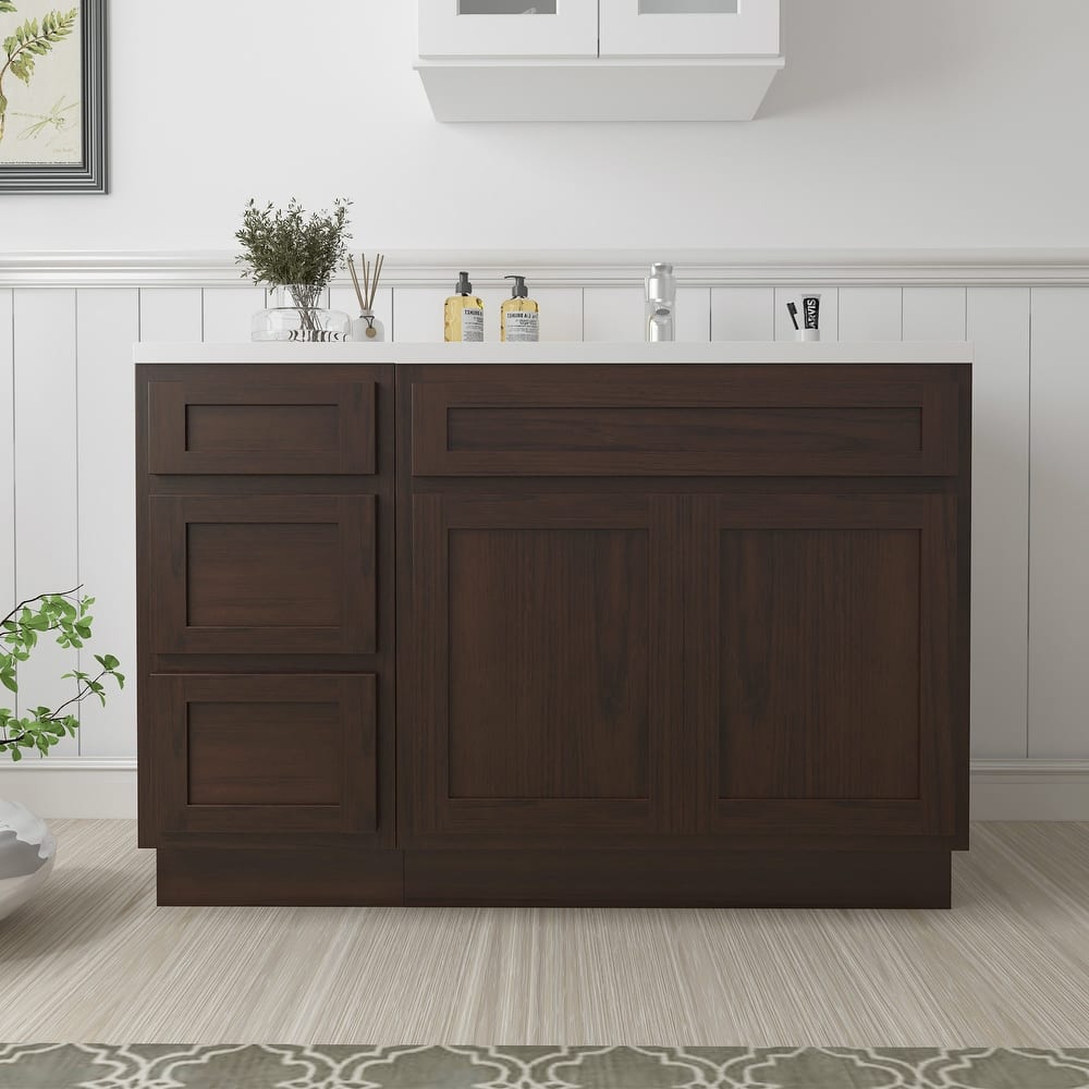 Vanity Art 45" Oak Freestanding Bathroom Vanity Cabinet without Top