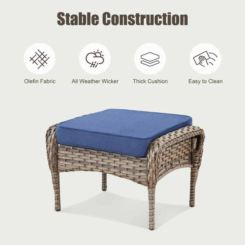 Pocassy Patio Outdoor Fire Table with Sofa Ottoman Swivel Chair Funiture Set.