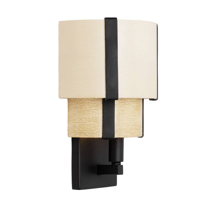 Varaluz Blonde Moment 1-Light Wall Sconce - Matte Black/Honey/Medium Oak