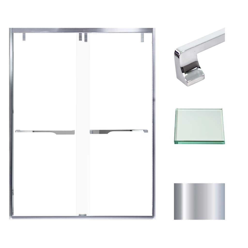 Eden 60 in. W x 80 in. H By-Pass Semi-Frameless Shower Door with Clear Glass - 56-60-in W x 80-in H