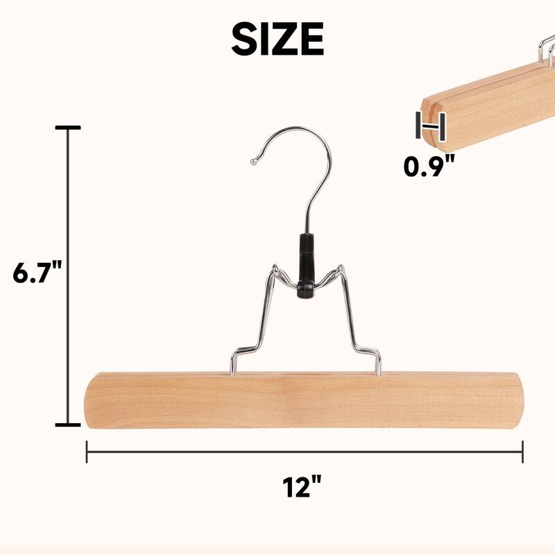 BP4U Wooden Pants Hangers with Felt Lining, Solid Wood Skirt Hangers for Trousers, Jeans, Shorts, Delicate Fabrics