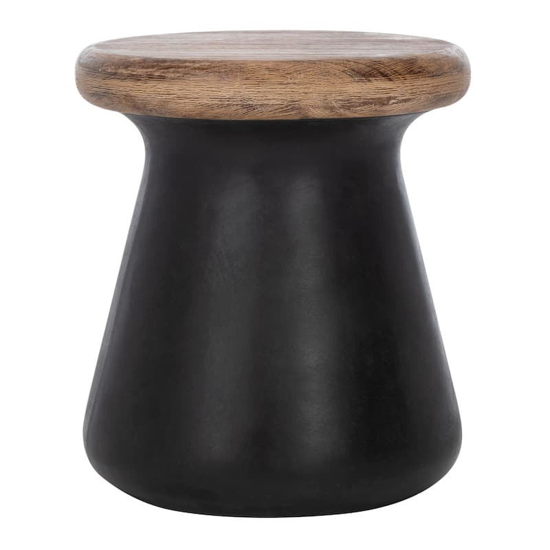 SAFAVIEH Muriele Indoor/ Outdoor Modern Black Concrete Round Accent Table - 16.5" W x 16.5" L x 18.1" H - 17Wx17Dx18H