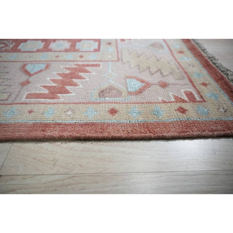 Hand-Knotted Wool Rust Traditional Geometric Modern Knotted Rug - Timeless Craftsmanship and Modern Elegance