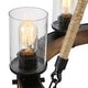 preview thumbnail 9 of 24, Farmhouse 6-Light Wagon Wheel Wood Chandelier with Seeded Glass Shade for Dining Living Room
