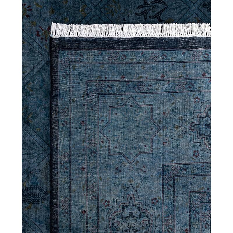 Overdyed One-of-a-Kind Hand-Knotted Area Rug - Blue - 9' 1" x 17' 9"