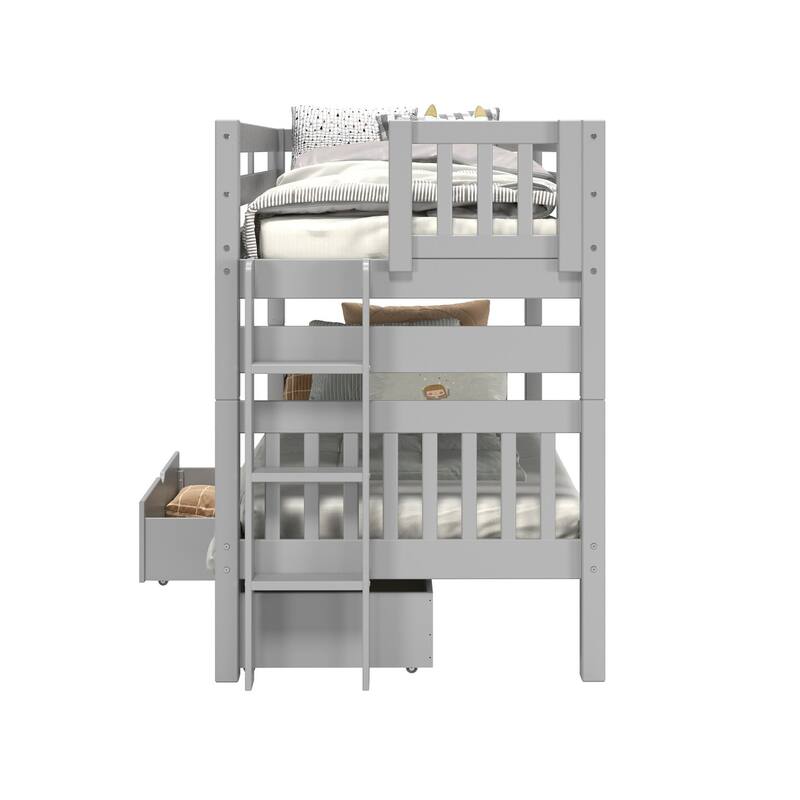 Taylor & Olive Trillium Twin over Twin Bunk Bed with Ladder, 2 Drawers