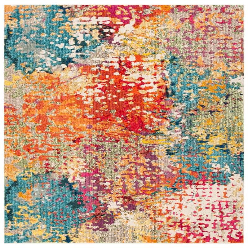 SAFAVIEH Madison Charmaine Boho Abstract Rug - 6'7" Square - Ivory/Multi