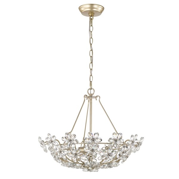 メル51693 Rosa Glam 3-Light Daisy Crystal Glass Flower Chandelier - On