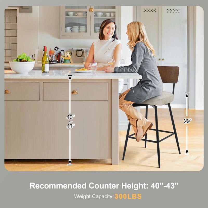 26"/ 29" Faux Leather Swivel Counter/ Bar Stools Set of 2/3